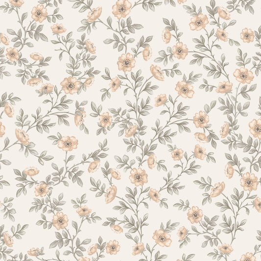 Vintage Rose Vines - Cream - Large Scale