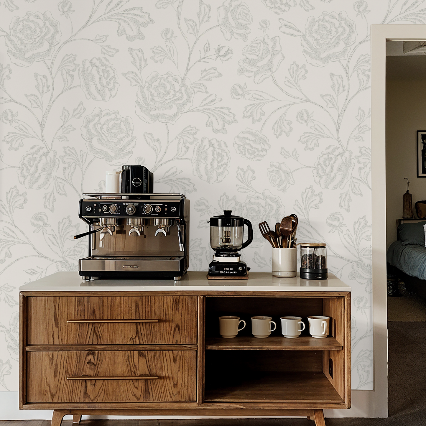 Magdalene Roses - Toile - Light Beige - Large Scale