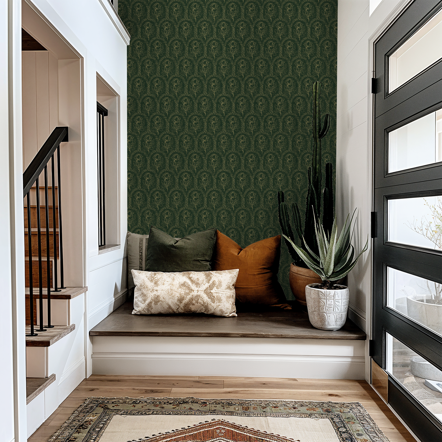 Rose Lineage - Antique Line Art - Gold Green
