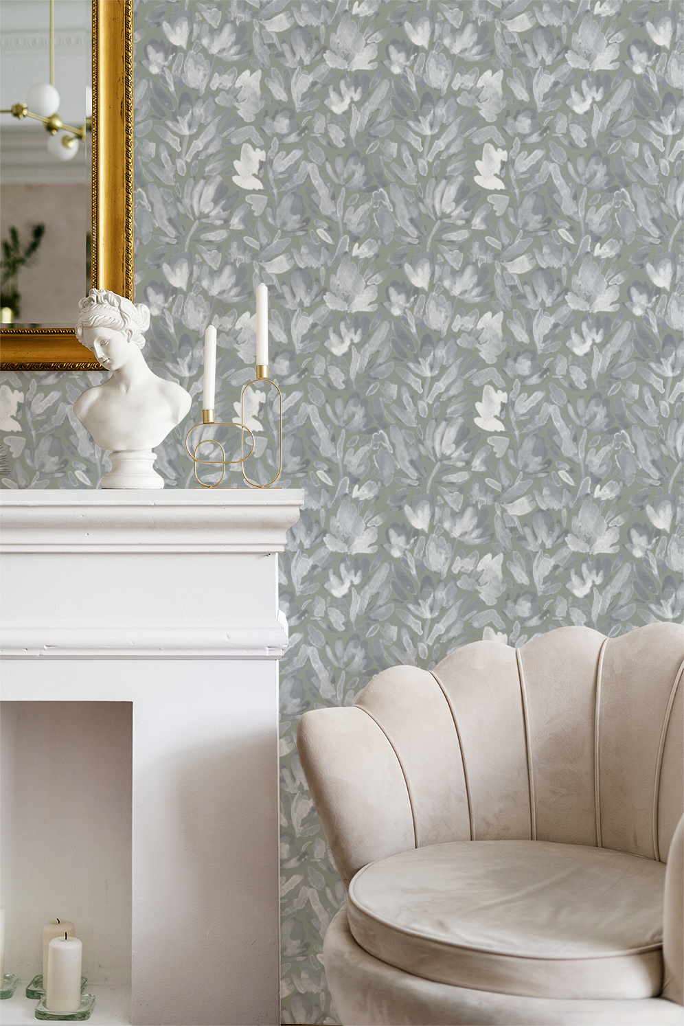 Serene Tulip Vines - Grounding Green