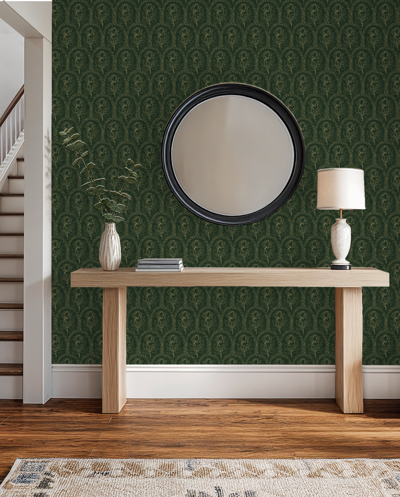 Rose Lineage - Antique Line Art - Gold Green