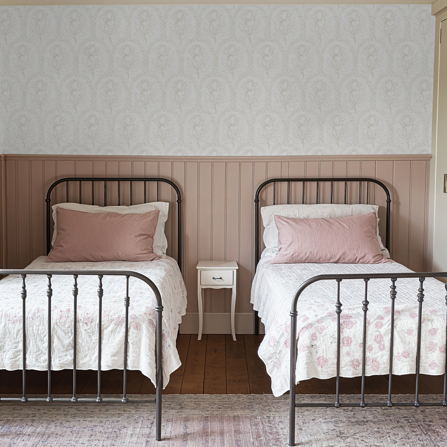 Rose Lineage - Antique Line Art - White Beige