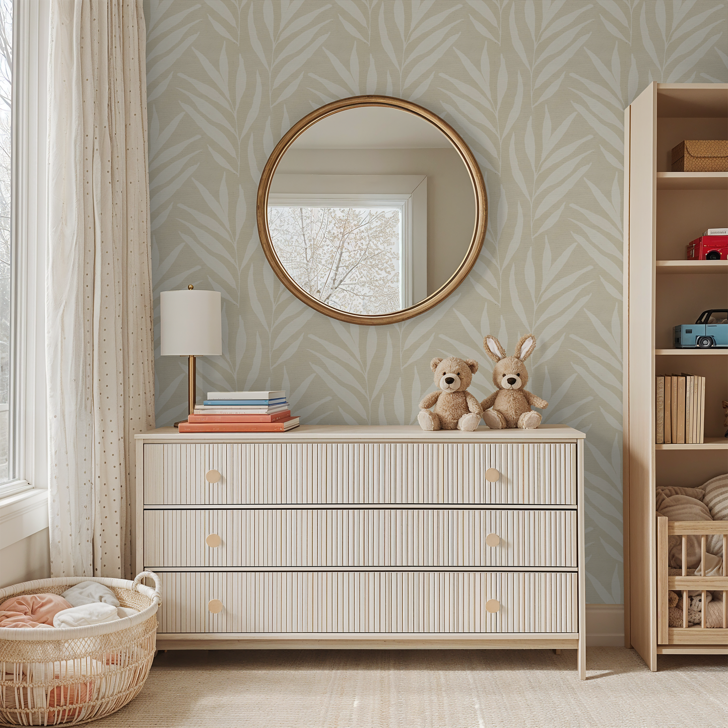 Willow Leaves - Beige - Canvas