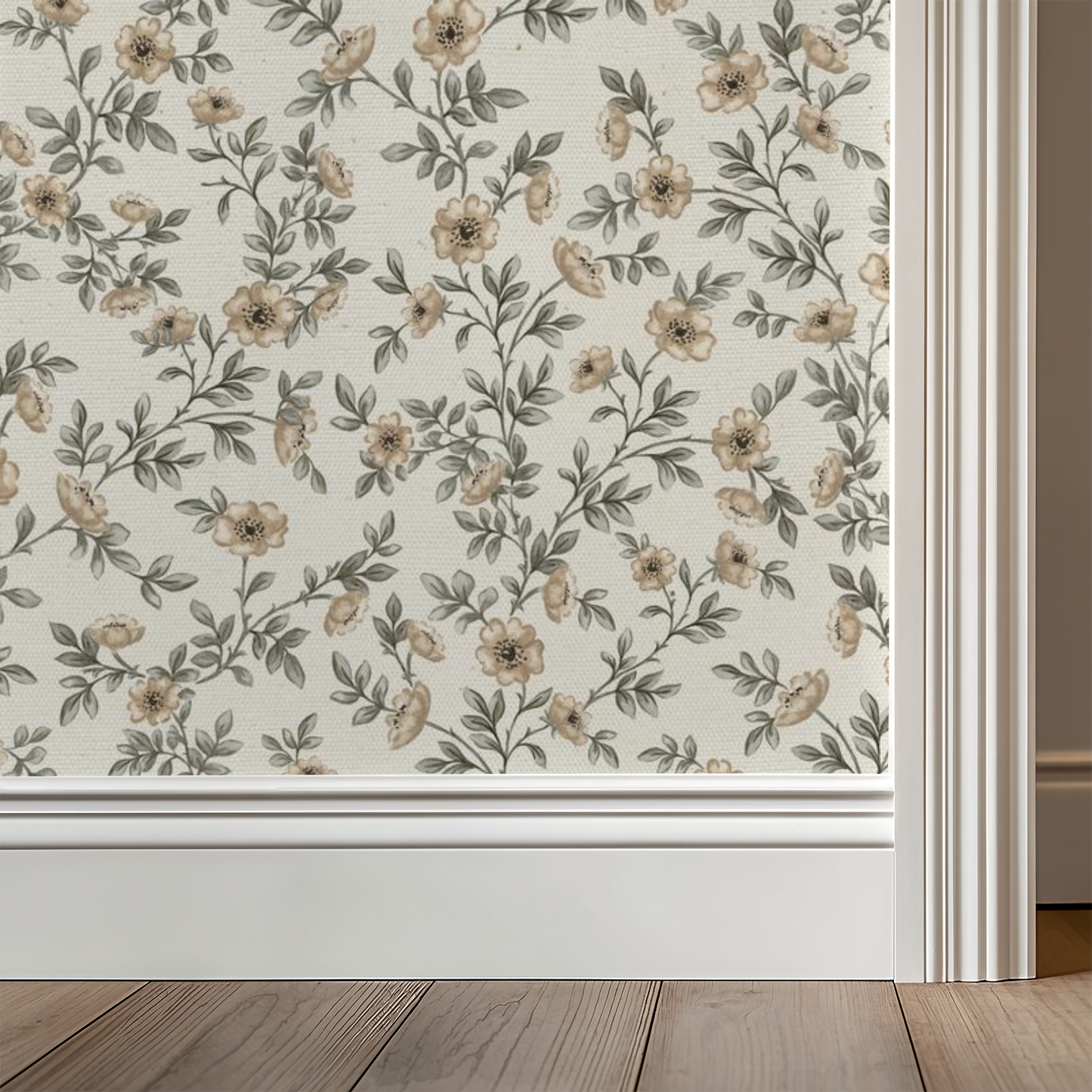 Vintage Rose Vines - Light Canvas - Small Scale