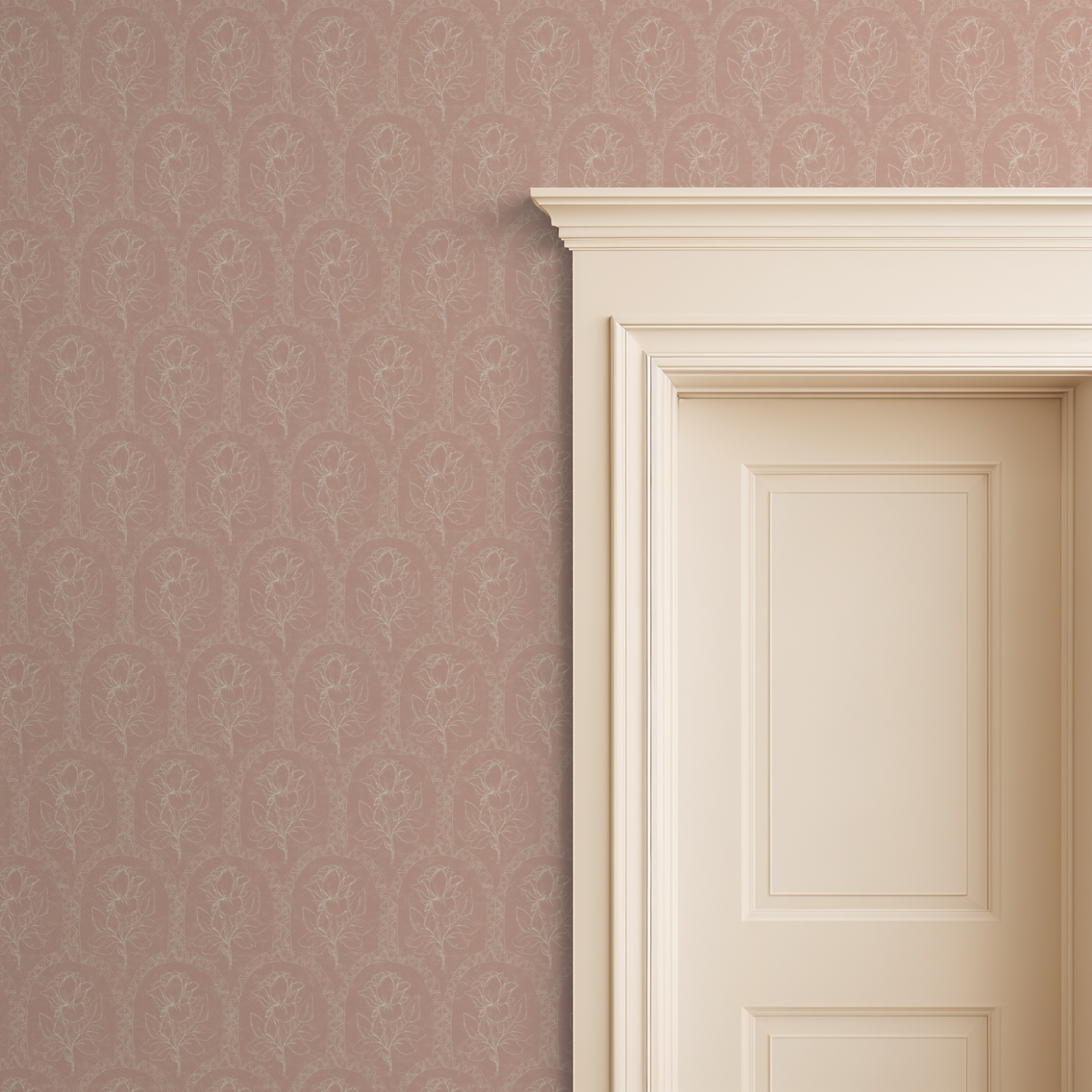 Rose Lineage - Antique Line Art - Salmon Pink