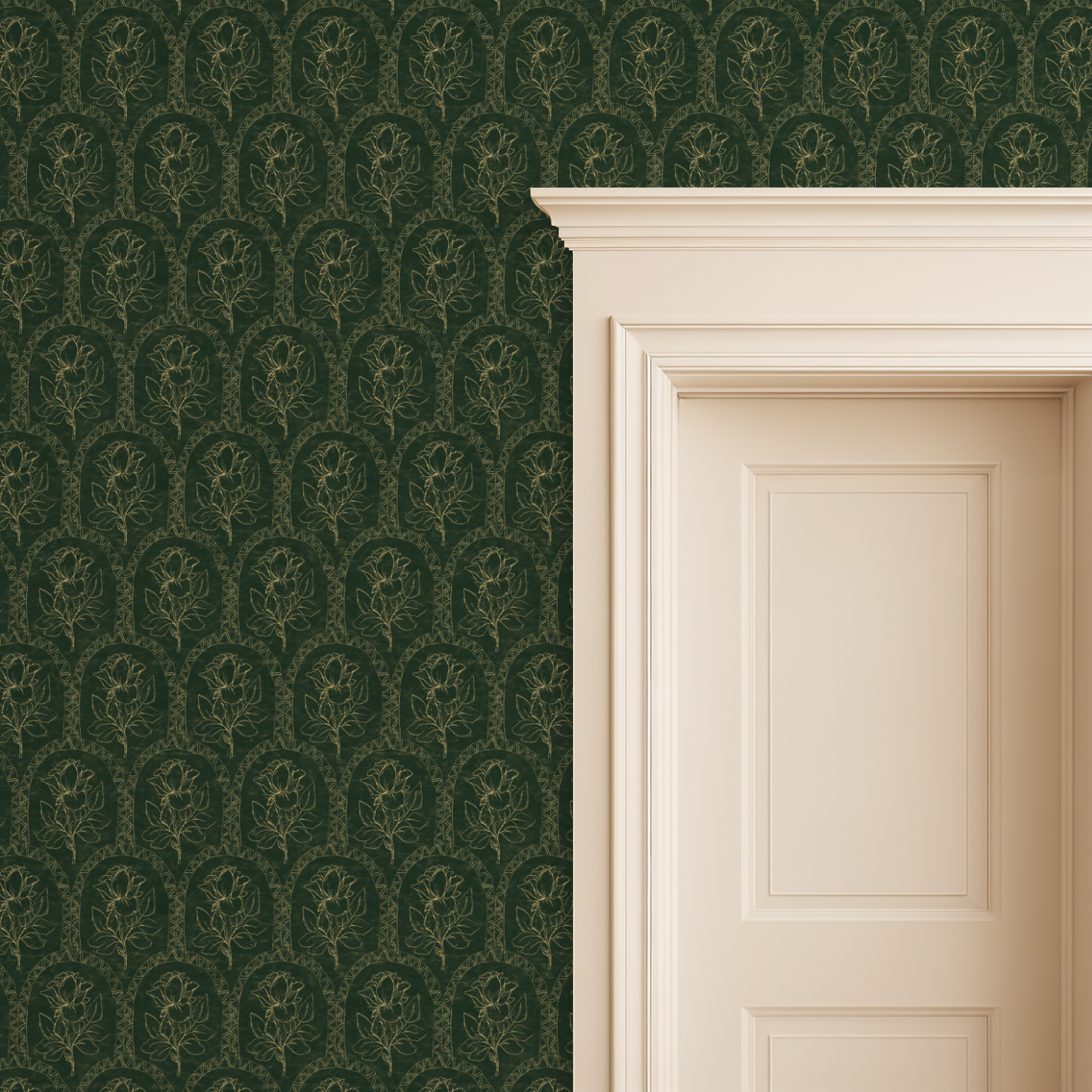 Rose Lineage - Antique Line Art - Gold Green