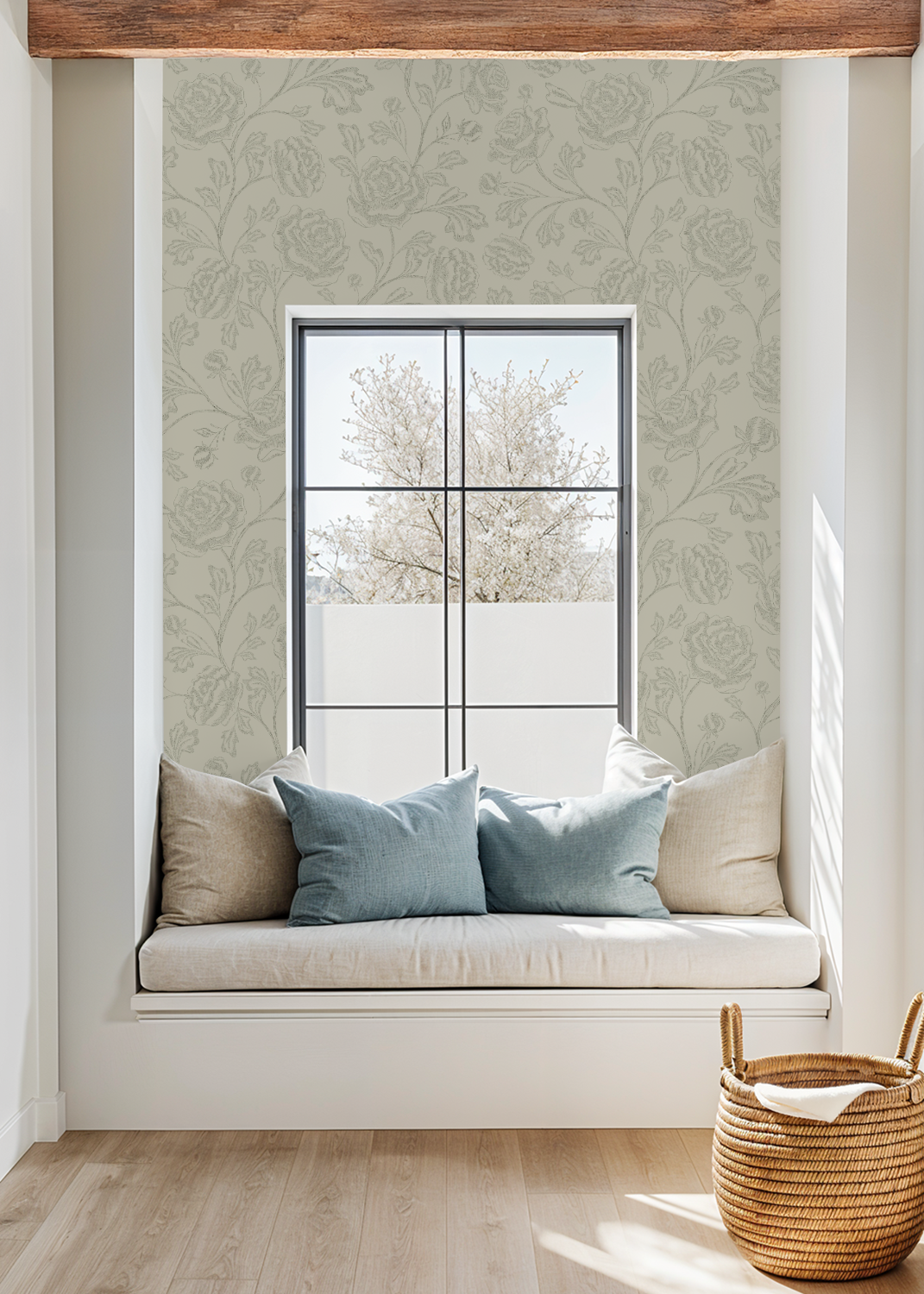 Magdalene Roses - Toile - Beige - Large Scale