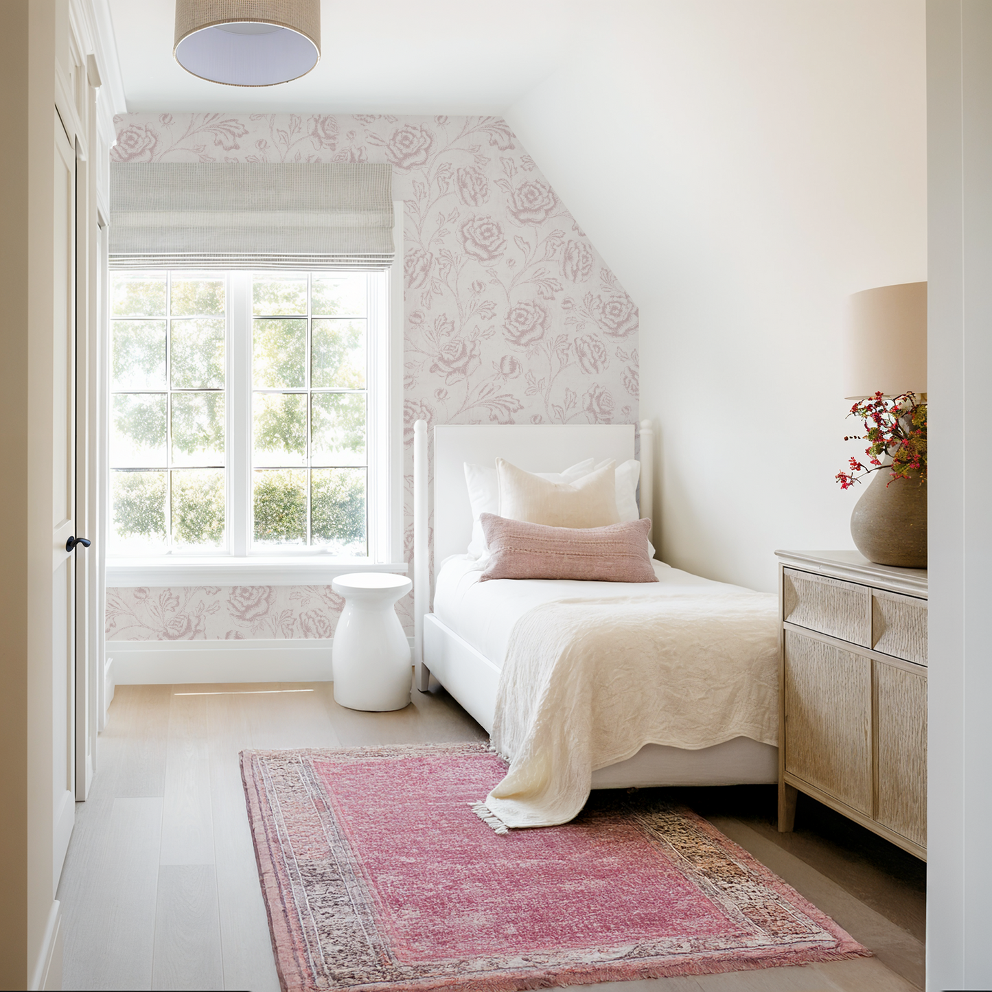 Magdalene Roses - Toile - Vintage Taupe Pink - Large Scale