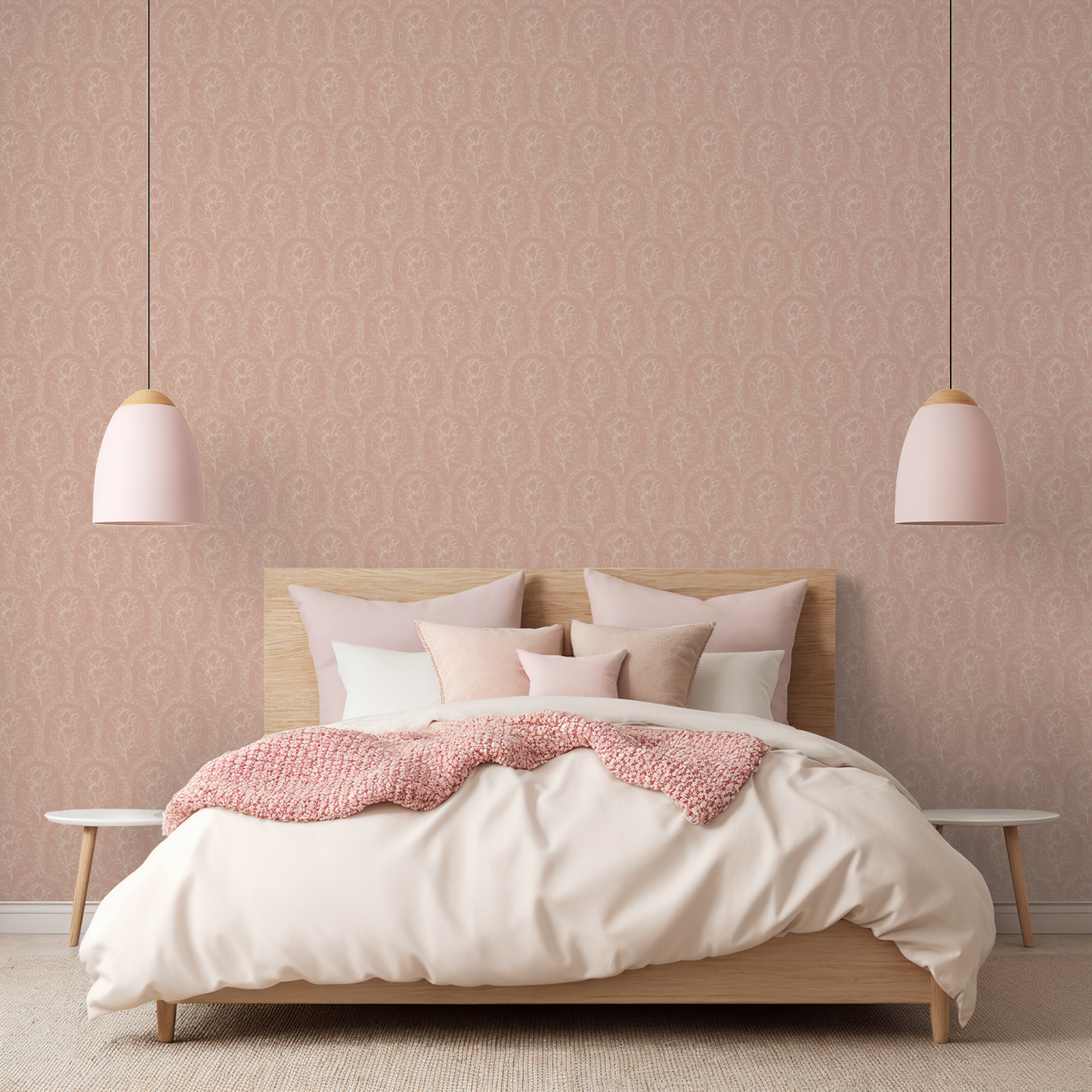 Rose Lineage - Antique Line Art - Salmon Pink