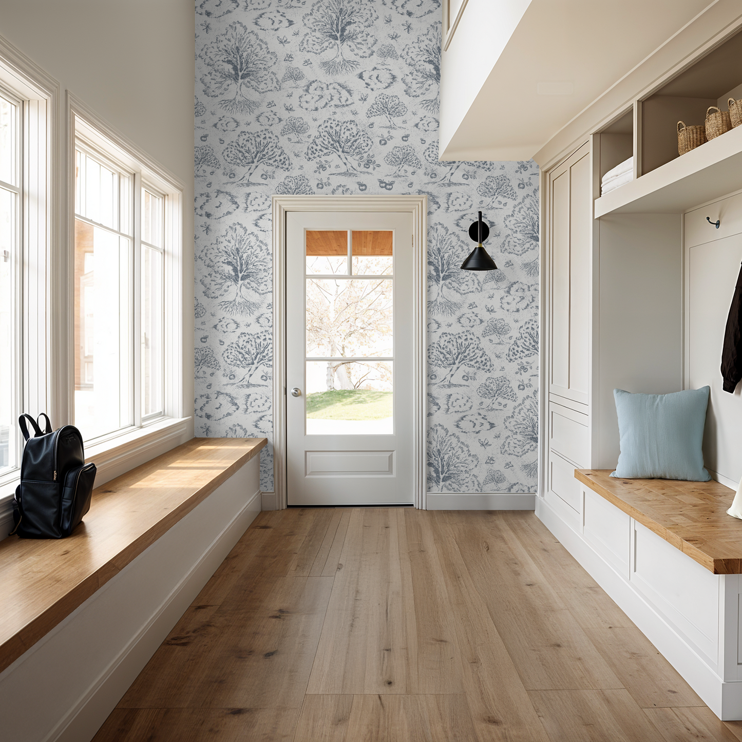 Orchard Folklore Toile- Stormy Blue Texture