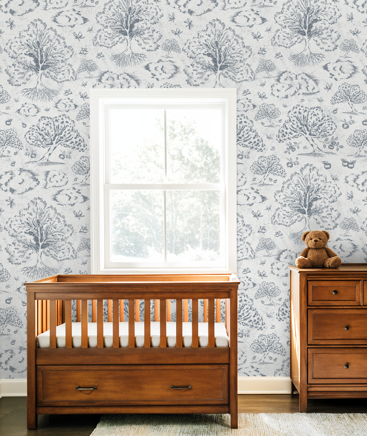 Orchard Folklore Toile- Stormy Blue Texture