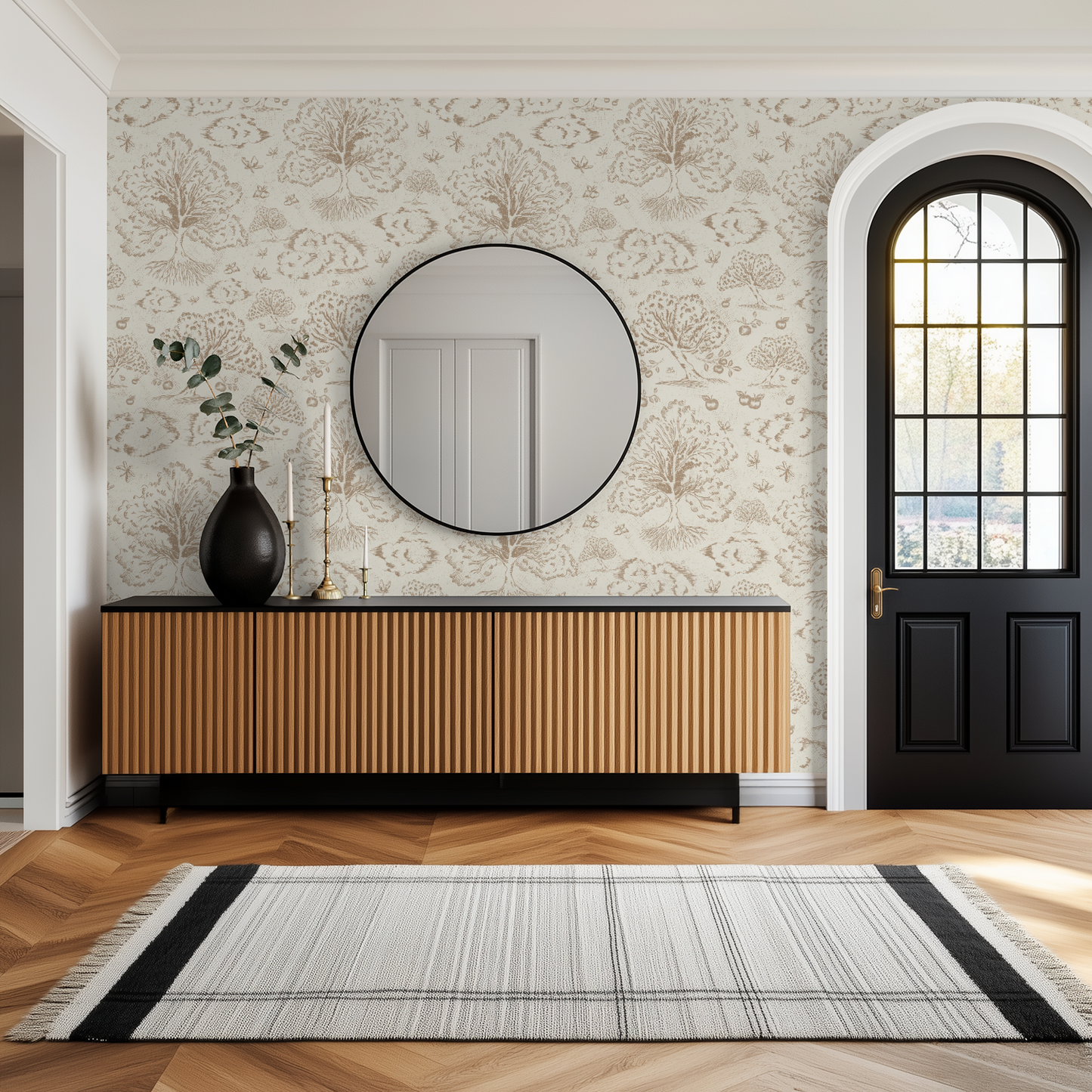 Orchard Folklore Toile - Carmel Ivory Texture
