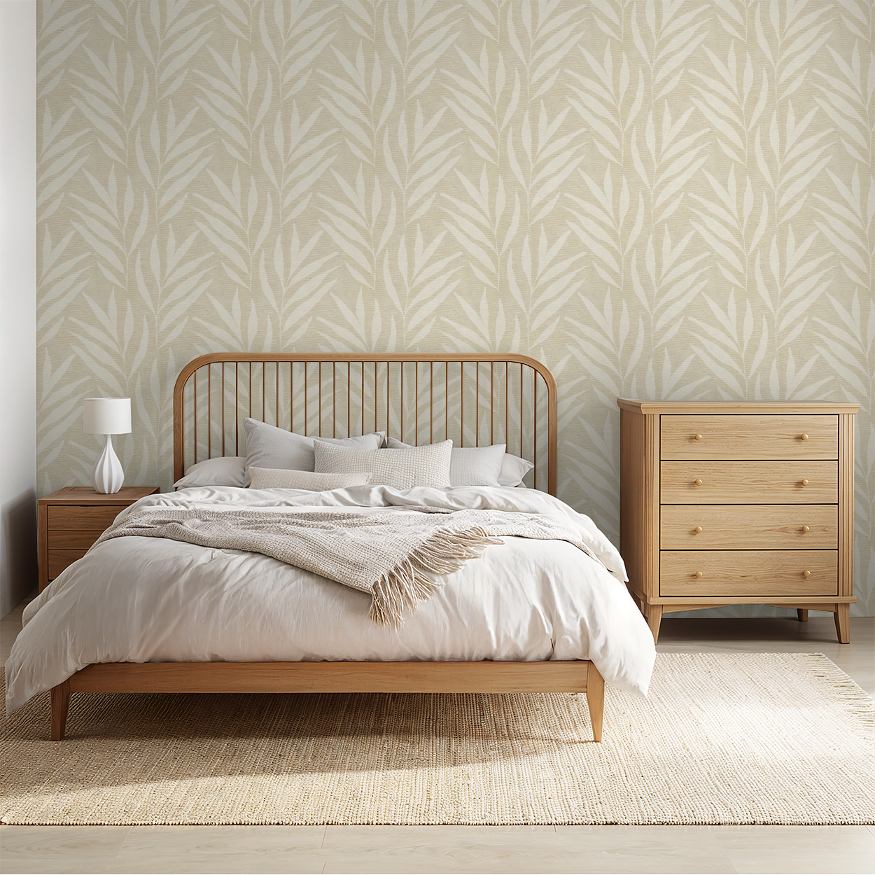 Willow Leaves - Beige - Canvas