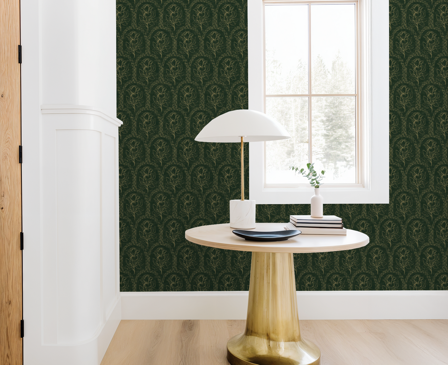 Rose Lineage - Antique Line Art - Gold Green