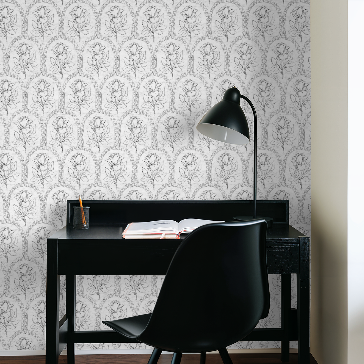 Rose Lineage - Antique Line Art - Black Grey