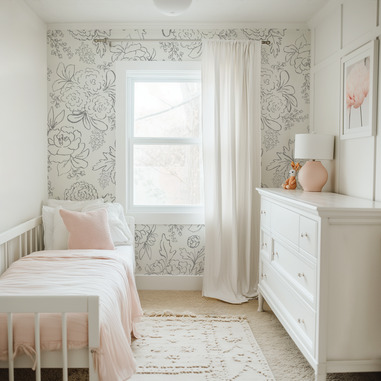 Blaire - Line Art Florals - White