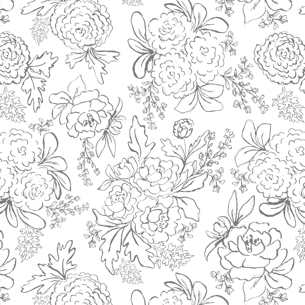 Blaire - Line Art Florals - White