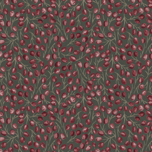 Hawthorn Berries - Watercolour - Dark Olive - Large Scale