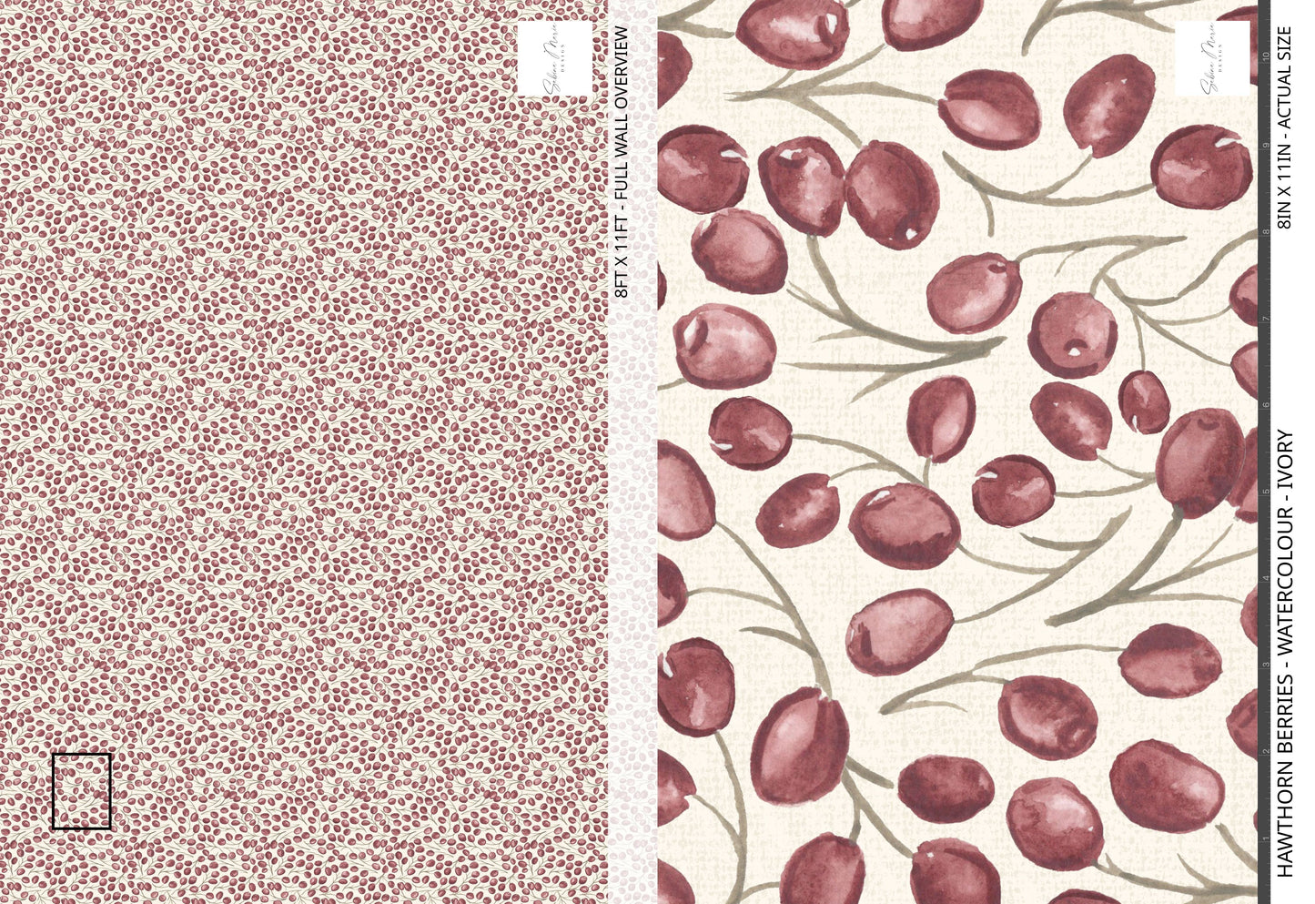 Hawthorn Berries - Watercolour - Ivory