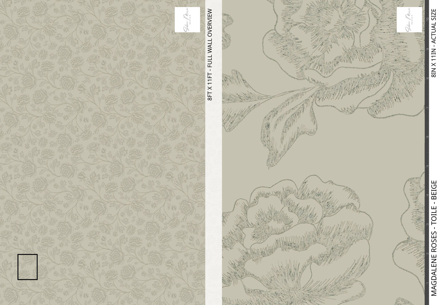 Magdalene Roses - Toile - Beige - Large Scale
