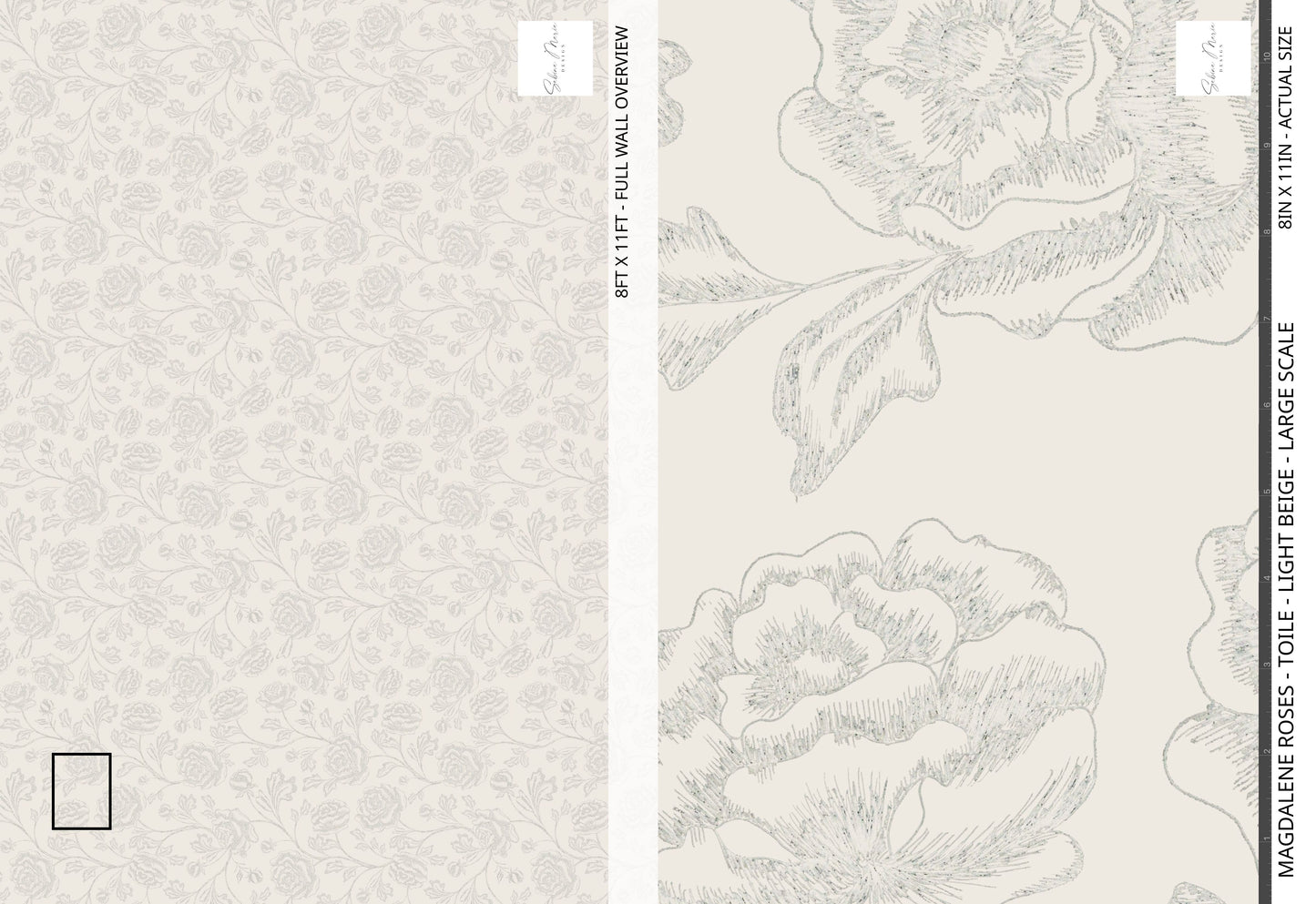 Magdalene Roses - Toile - Light Beige - Large Scale