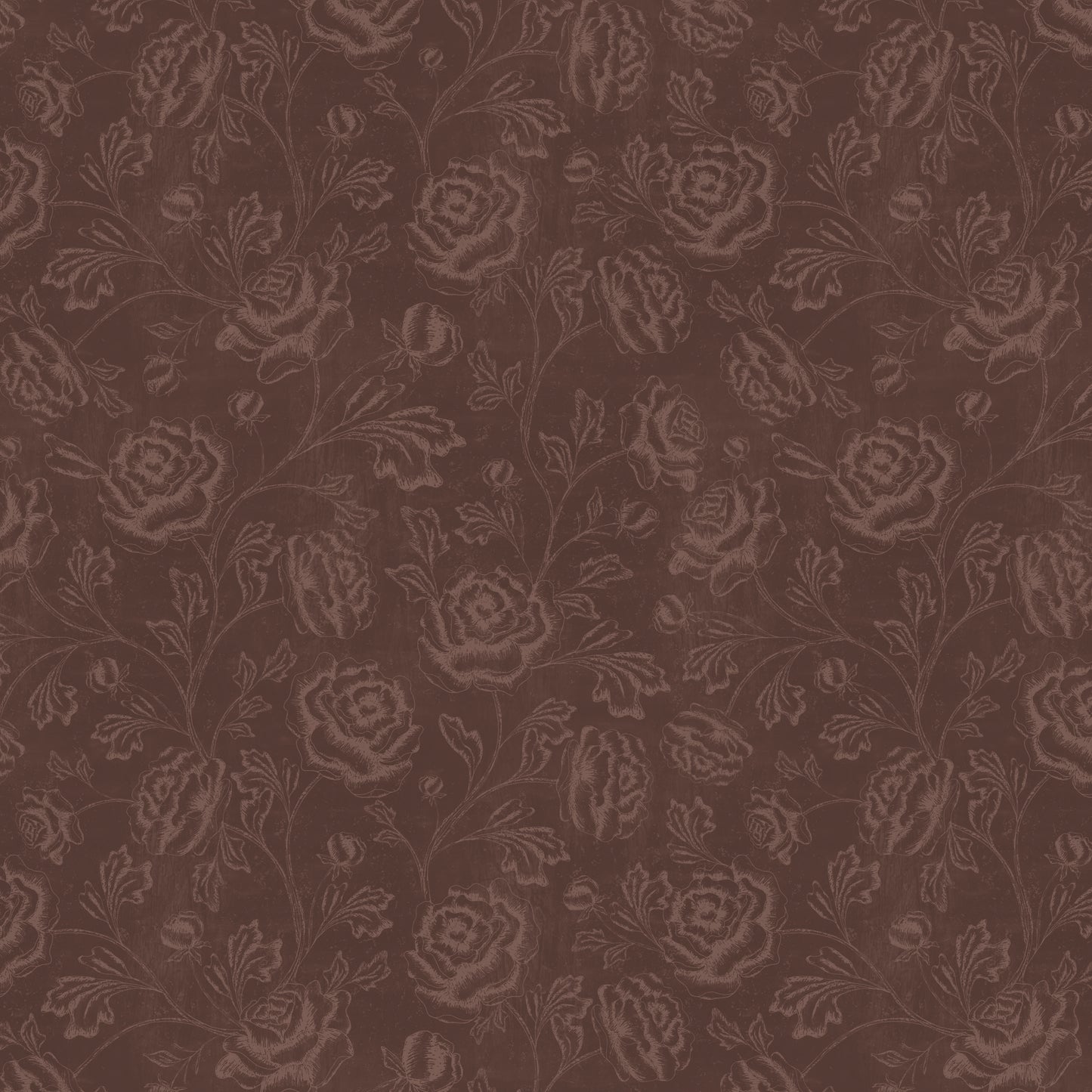 Magdalene Roses - Toile - Vintage Burgundy Brown - Large Scale