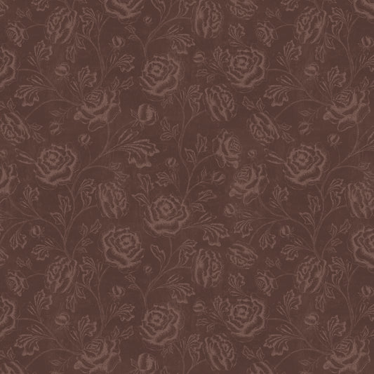 Magdalene Roses - Toile - Vintage Burgundy Brown - Large Scale