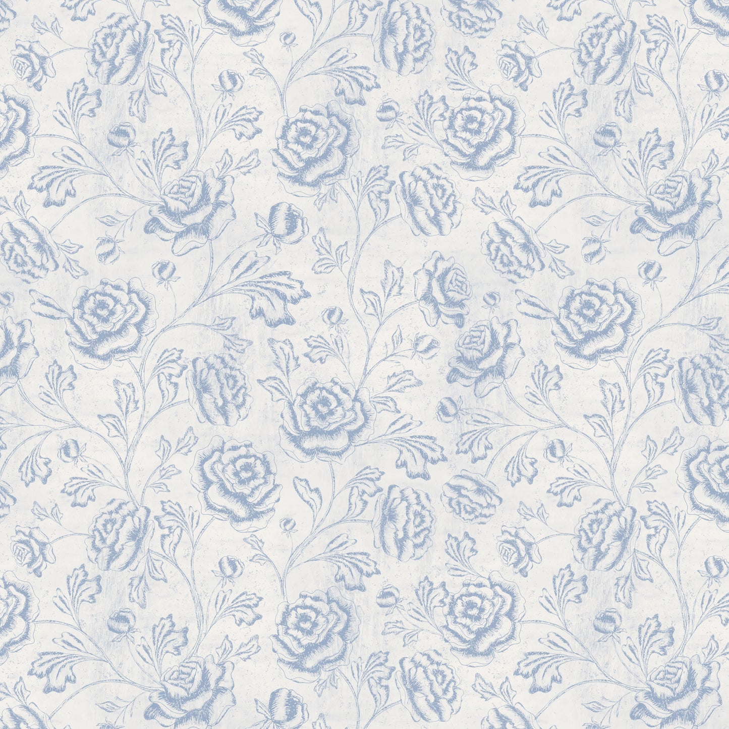 Magdalene Roses - Toile - Vintage Light Blue - Large Scale