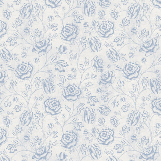 Magdalene Roses - Toile - Vintage Light Blue - Large Scale
