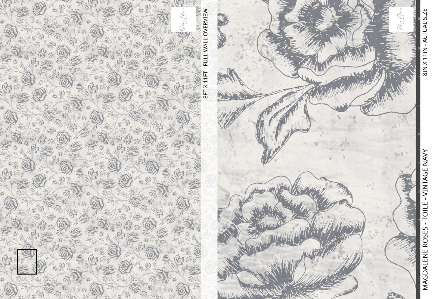 Magdalene Roses - Toile - Vintage Navy