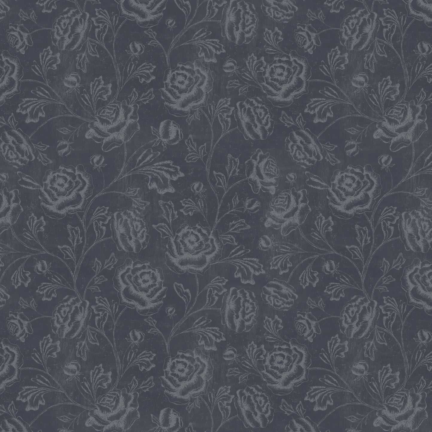 Magdalene Roses - Toile - Vintage Navy Grey - Large Scale