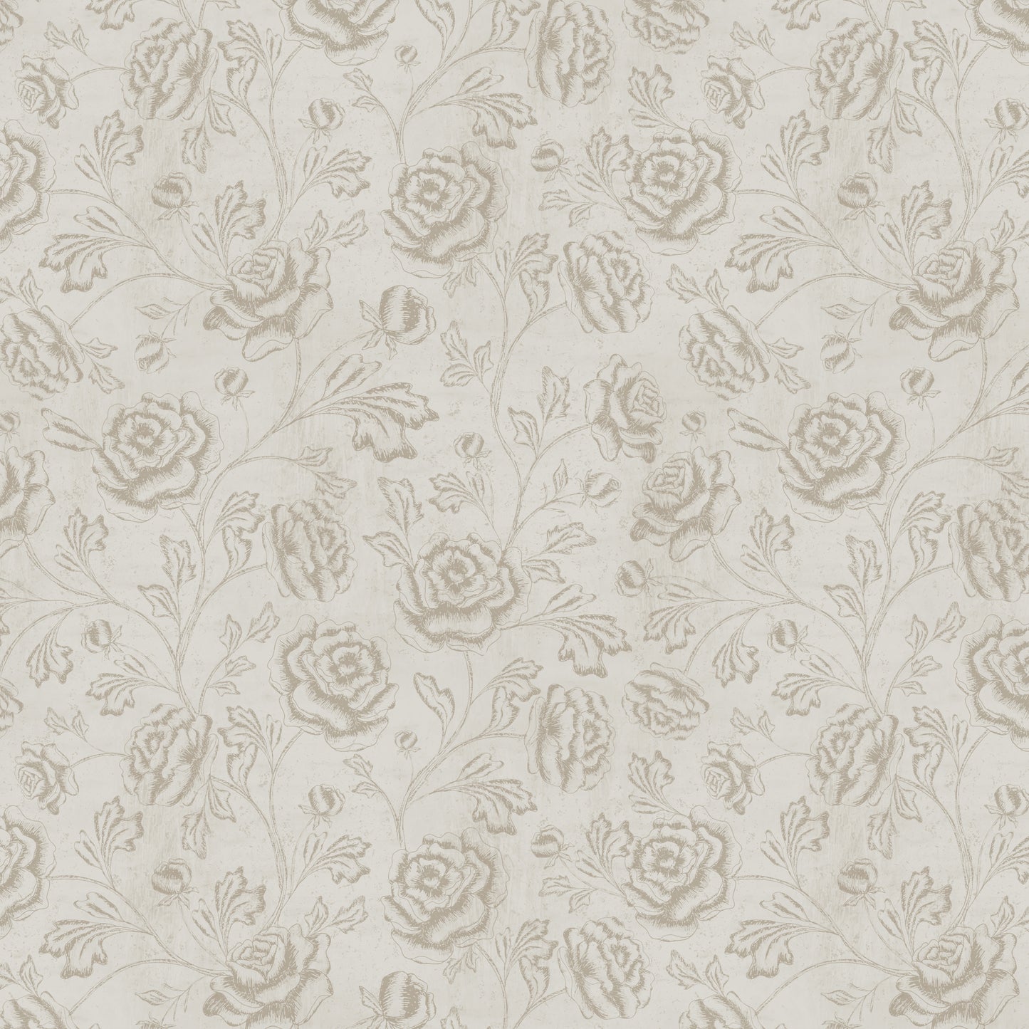 Magdalene Roses - Toile - Vintage Off White Beige - Large Scale
