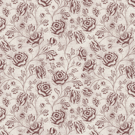 Magdalene Roses - Toile - Vintage Rouge - Large Scale