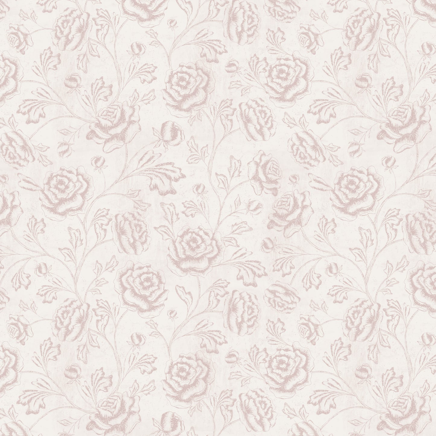 Magdalene Roses - Toile - Vintage Taupe Pink - Large Scale