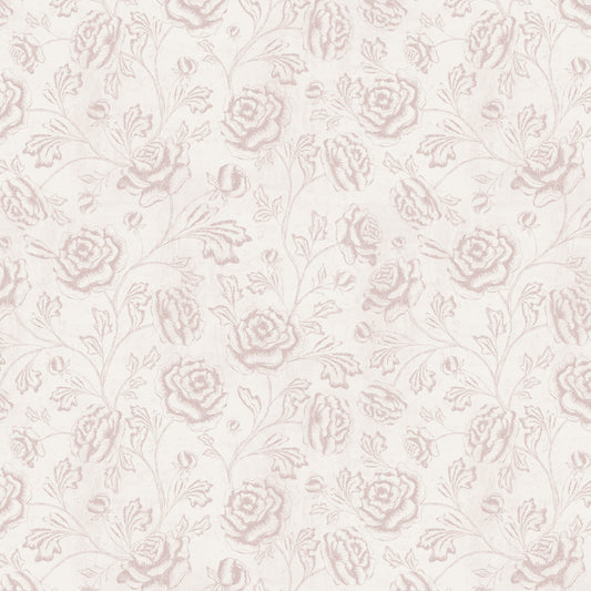Magdalene Roses - Toile - Vintage Taupe Pink - Large Scale