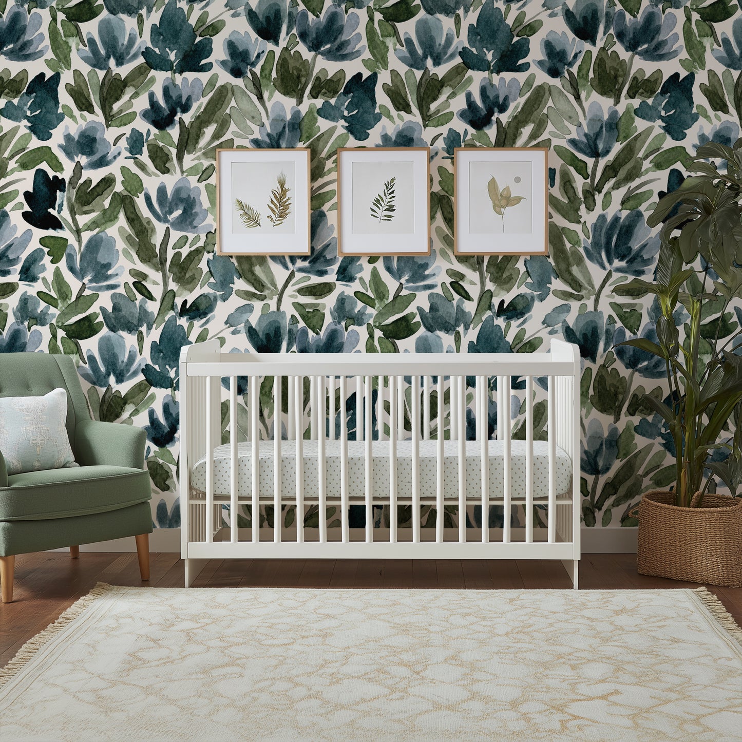 Midnight Tulip Vines - White