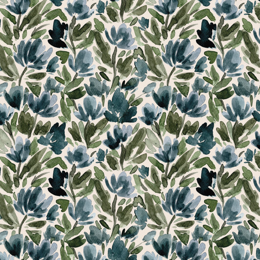 Midnight Tulip Vines - Light Cream