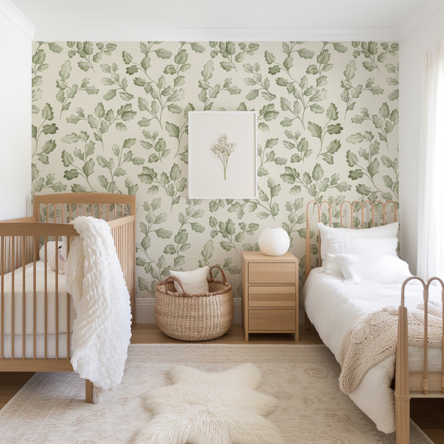 Oak Leaves - Faux Texture - Ivory - Large Scale