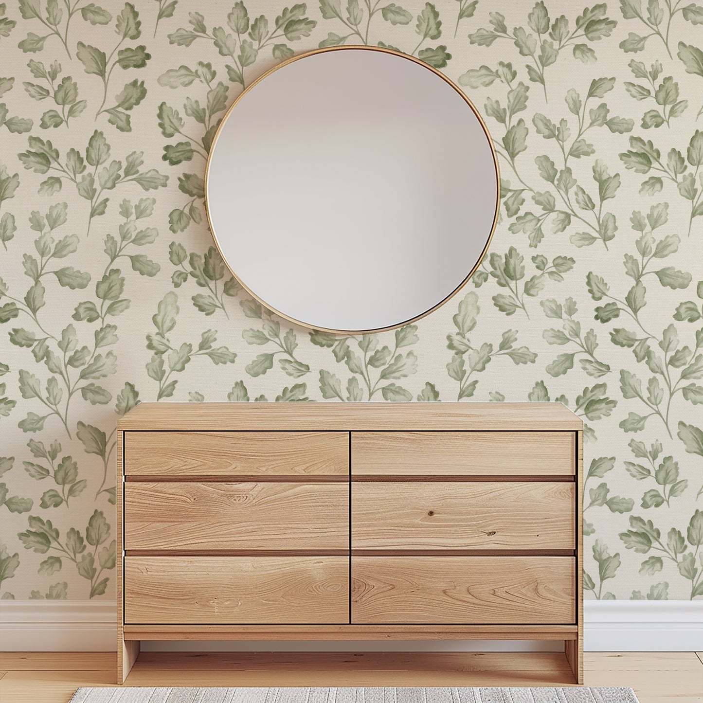 Oak Leaves - Faux Texture - Ivory - Large Scale