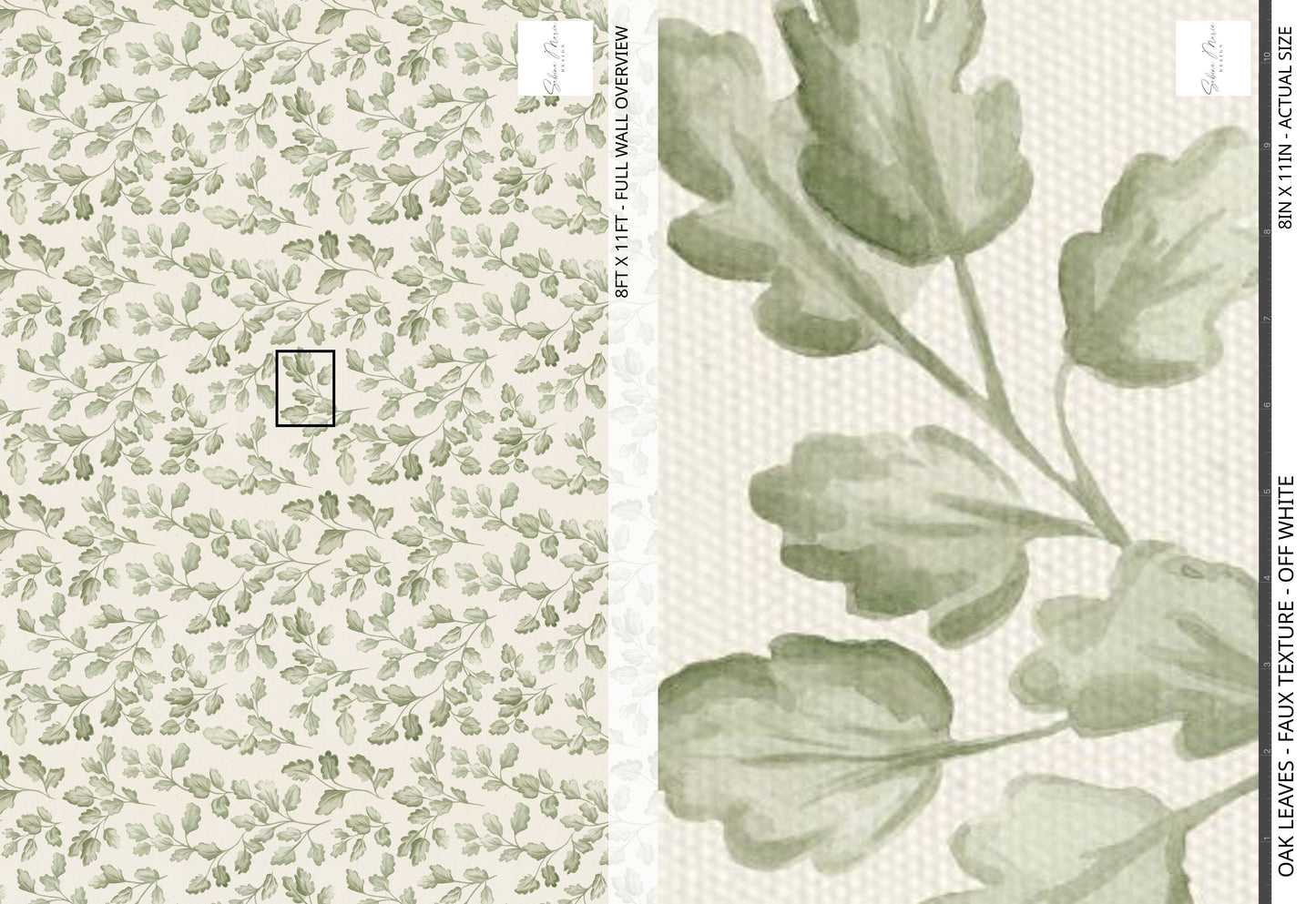 Oak Leaves - Faux Texture - Ivory - Large Scale