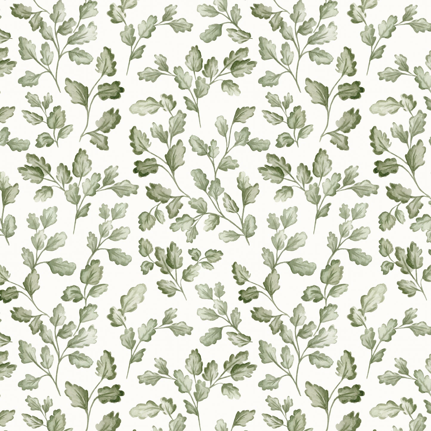 Pattern of green leaves on a white background