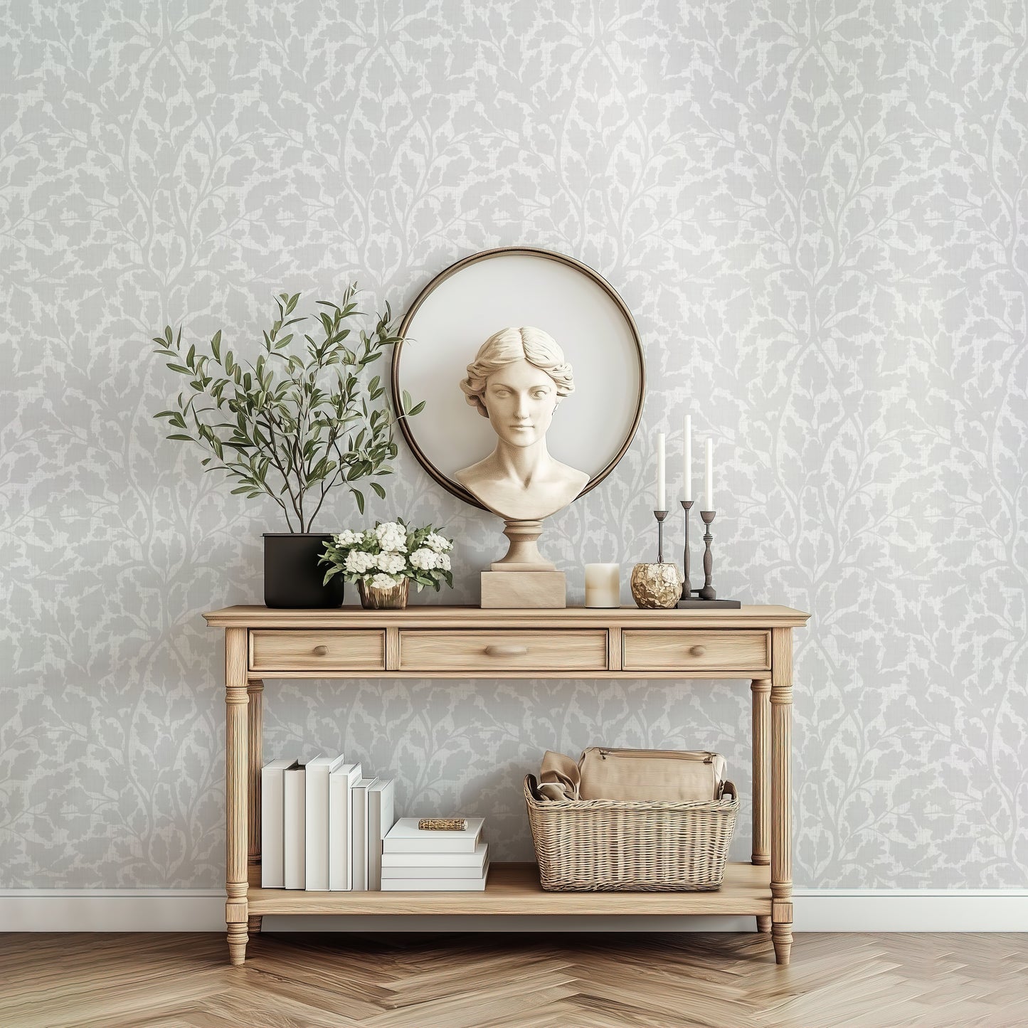 Oaks of Avalon - Silhouette - Texture - Light Grey Off White