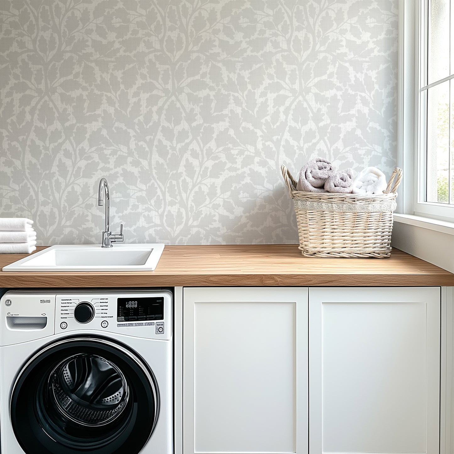 Oaks of Avalon - Silhouette - Texture - Light Grey Off White