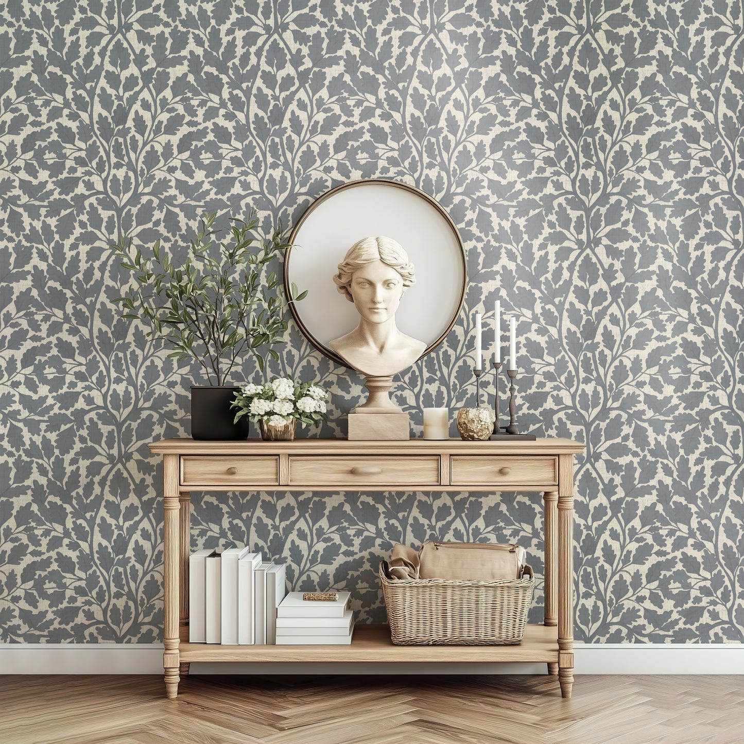 Oaks of Avalon - Silhouette - Texture - Navy Creme
