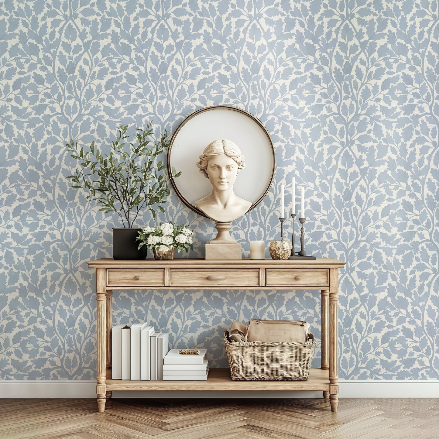 Oaks of Avalon - Silhouette - Texture - Sky Blue Off White