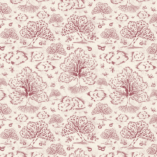 Orchard Folklore Toile - Red Ivory Texture