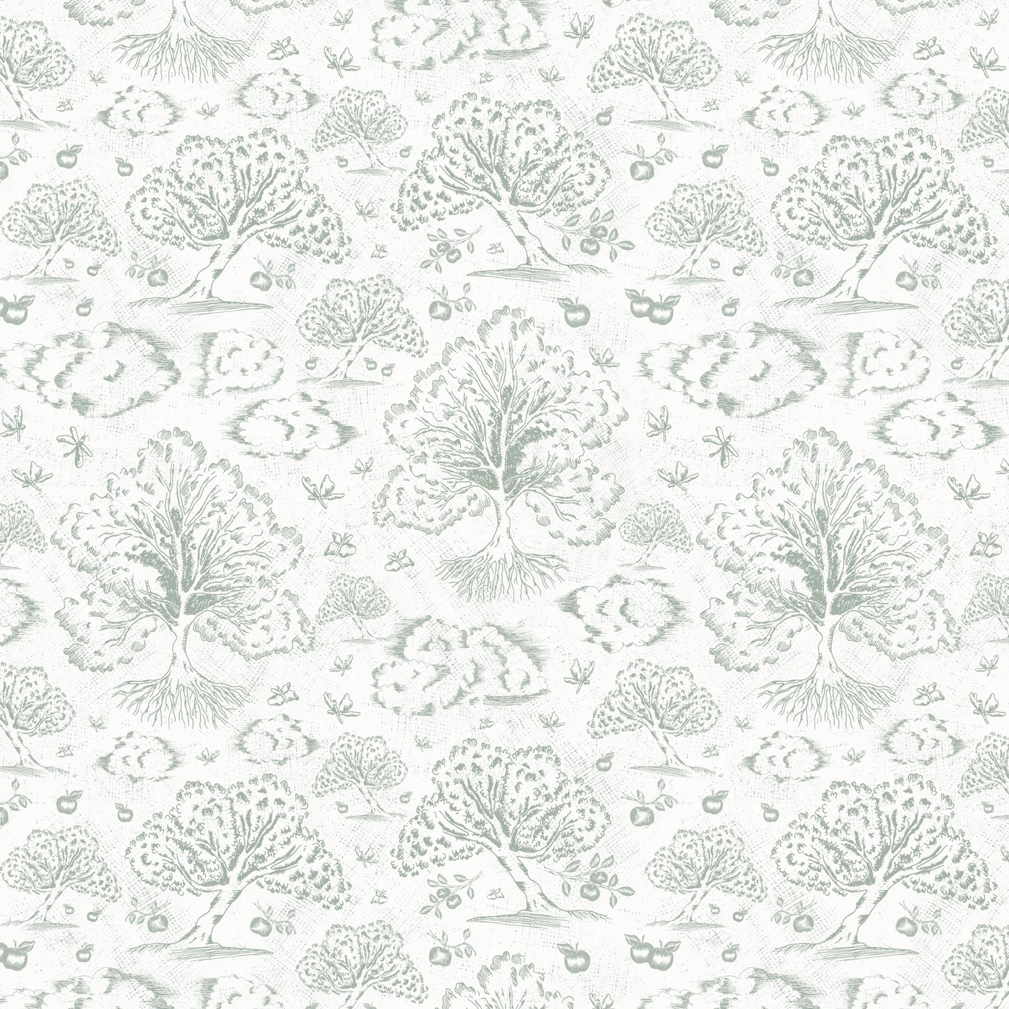 Orchard Folklore Toile - Sea Green Texture