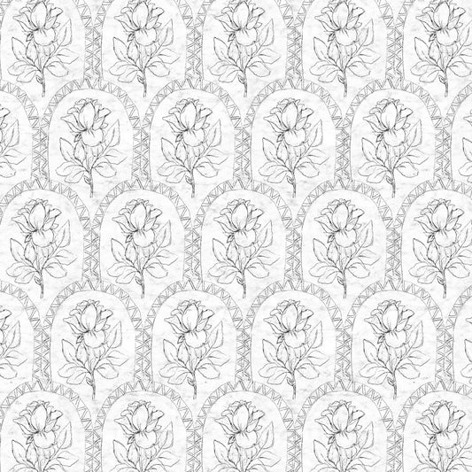 Rose Lineage - Antique Line Art - Black Grey