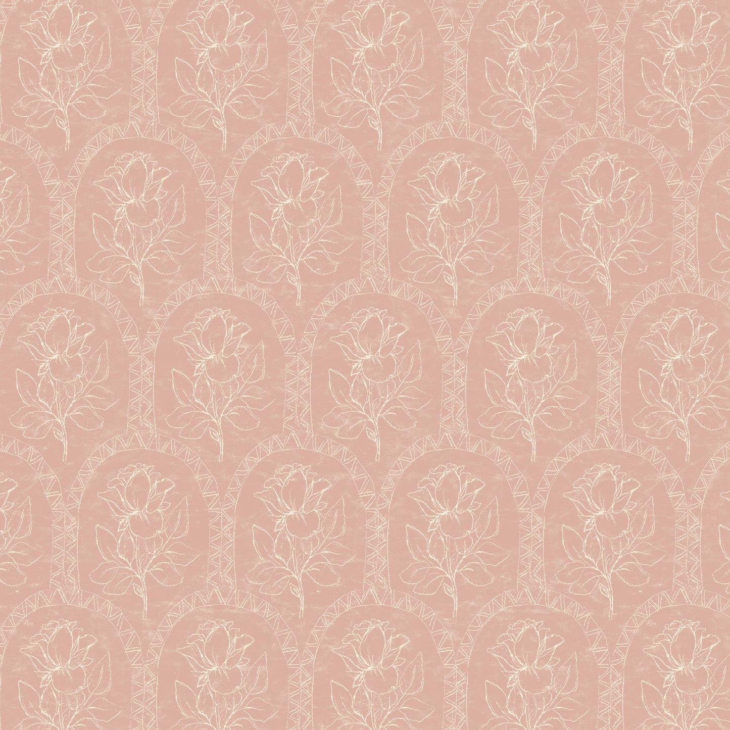 Rose Lineage - Antique Line Art - Salmon Pink