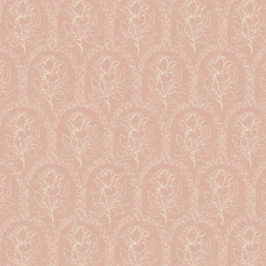 Rose Lineage - Antique Line Art - Salmon Pink